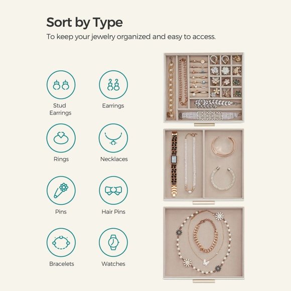 SONGMICS Jewelry Box with Glass Lid EUC - Picture 6 of 6